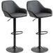 Faux Leather Bar Stools Height Adjustable Swivel in Set Of 2 - Velmora