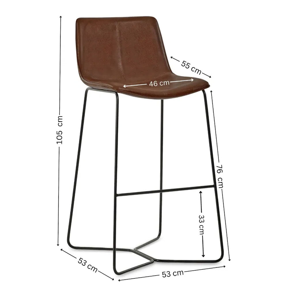 Faux Leather Bar Stools in Set Of 2 - Joren