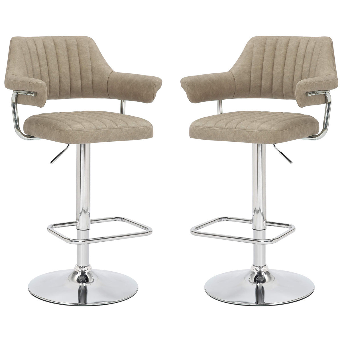Faux Leather Bar Stools in Set Of 2 With Gas Lift Mechanism - Cortez