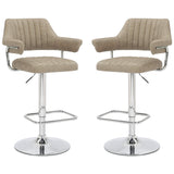 Faux Leather Bar Stools in Set Of 2 With Gas Lift Mechanism - Cortez