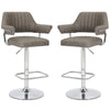 Faux Leather Bar Stools in Set Of 2 With Gas Lift Mechanism - Cortez