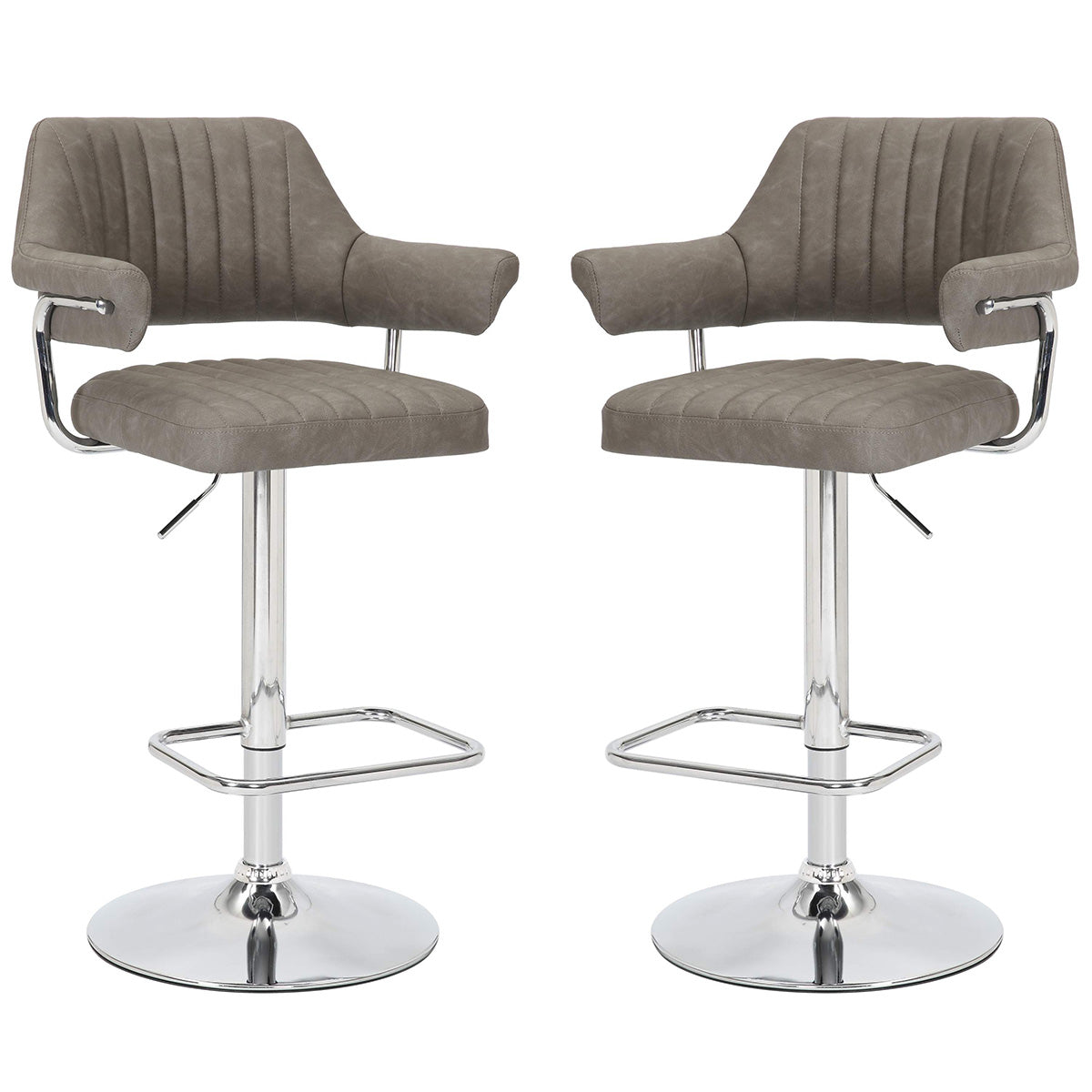 Faux Leather Bar Stools in Set Of 2 With Gas Lift Mechanism - Cortez