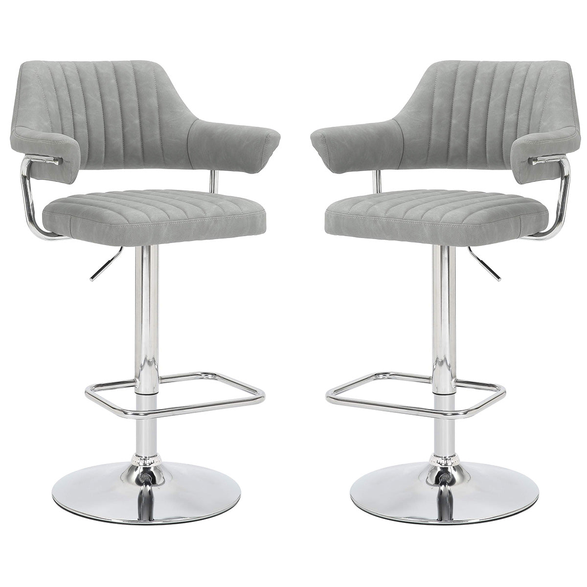 Faux Leather Bar Stools in Set Of 2 With Gas Lift Mechanism - Cortez