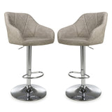 Faux Leather Bar Stools in Set Of 2 With Gas Lift Mechanism - Serena