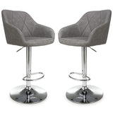 Faux Leather Bar Stools in Set Of 2 With Gas Lift Mechanism - Serena