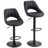 Faux Leather Barstools With Backrest And Footrest in Set Of 2 - Velmora