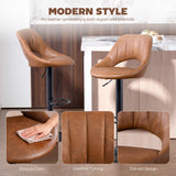 Faux Leather Barstools With Backrest And Footrest in Set Of 2 - Velmora