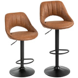 Faux Leather Barstools With Backrest And Footrest in Set Of 2 - Velmora