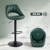 Faux Leather Barstools With Backrest And Footrest in Set Of 2 - Velmora