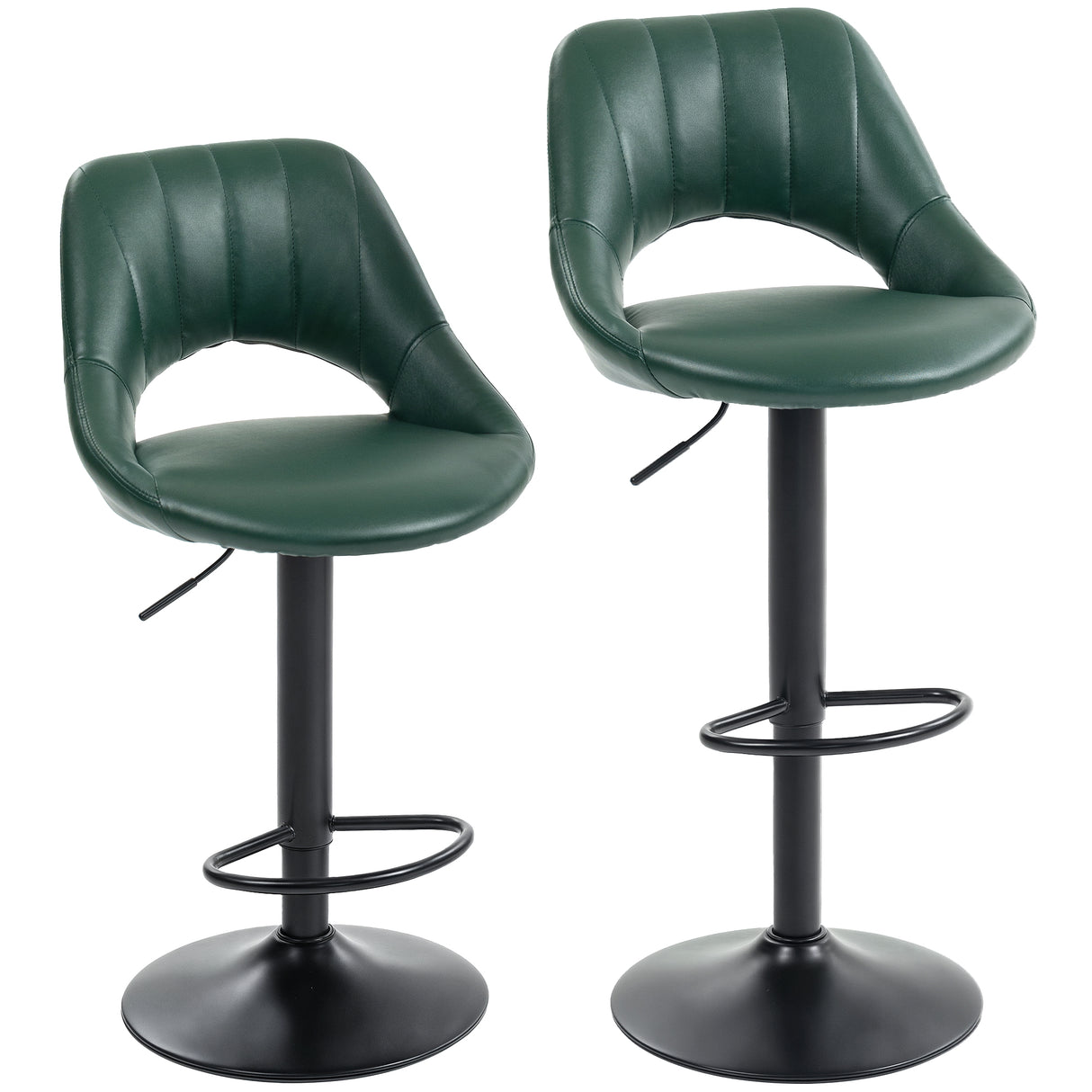 Faux Leather Barstools With Backrest And Footrest in Set Of 2 - Velmora