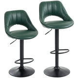 Faux Leather Barstools With Backrest And Footrest in Set Of 2 - Velmora