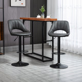 Faux Leather Barstools With Backrest And Footrest in Set Of 2 - Velmora
