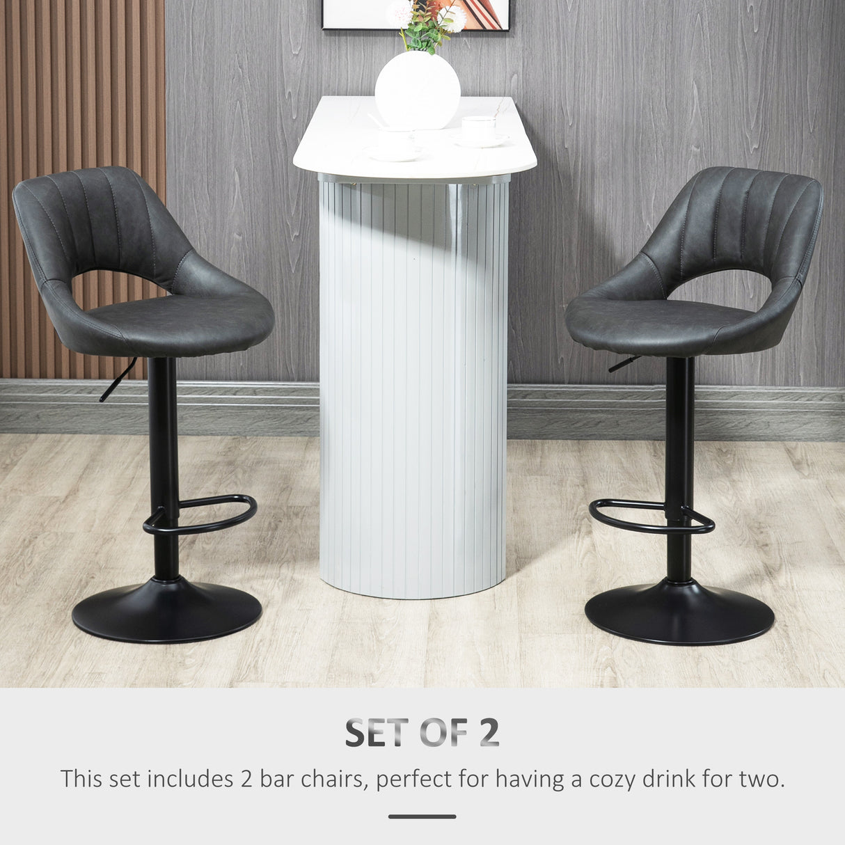 Faux Leather Barstools With Backrest And Footrest in Set Of 2 - Velmora