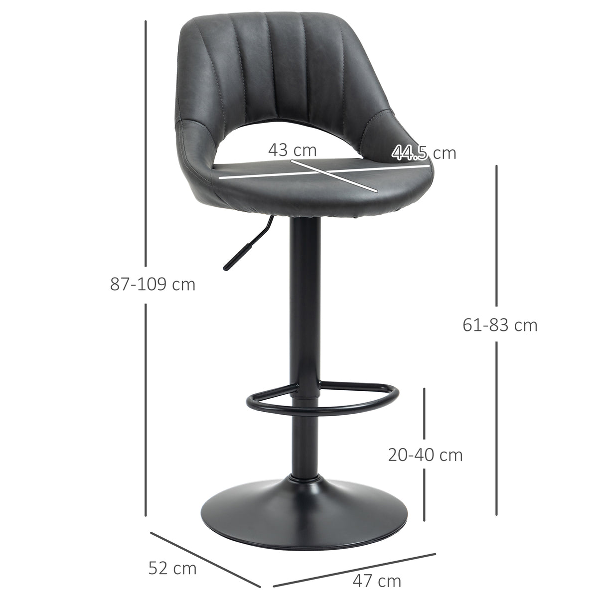 Faux Leather Barstools With Backrest And Footrest in Set Of 2 - Velmora