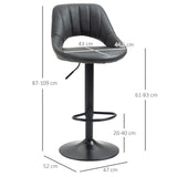 Faux Leather Barstools With Backrest And Footrest in Set Of 2 - Velmora