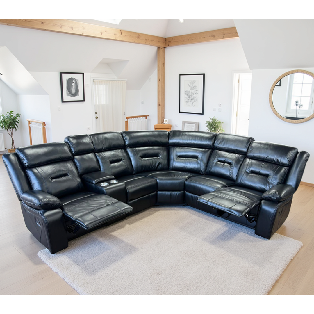 Faux Leather Corner Sofa Large Recliner - Novie