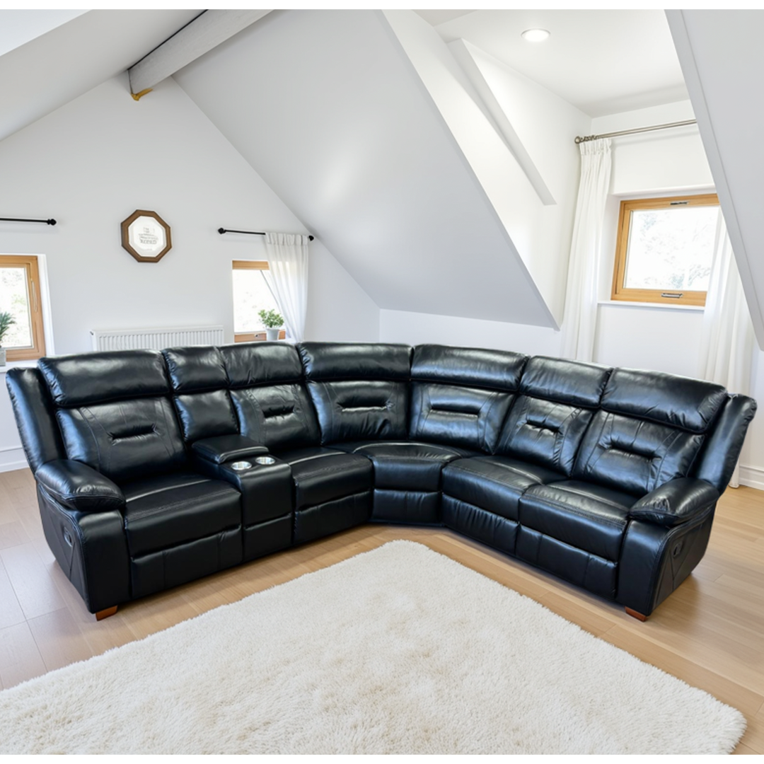 Faux Leather Corner Sofa Large Recliner - Novie