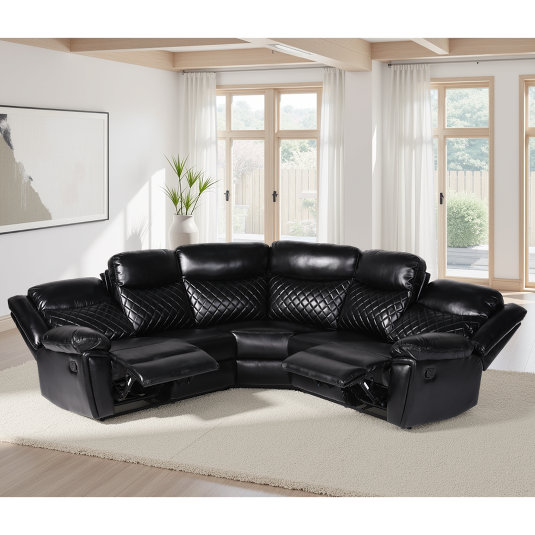 Faux Leather Corner Sofa Manual Recliner - Myra