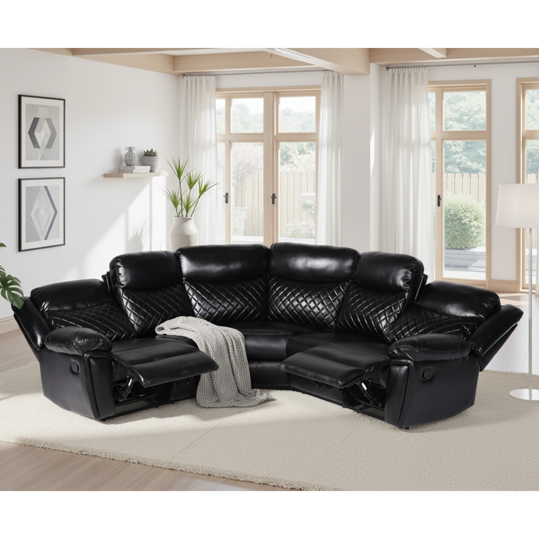 Faux Leather Corner Sofa Manual Recliner - Myra