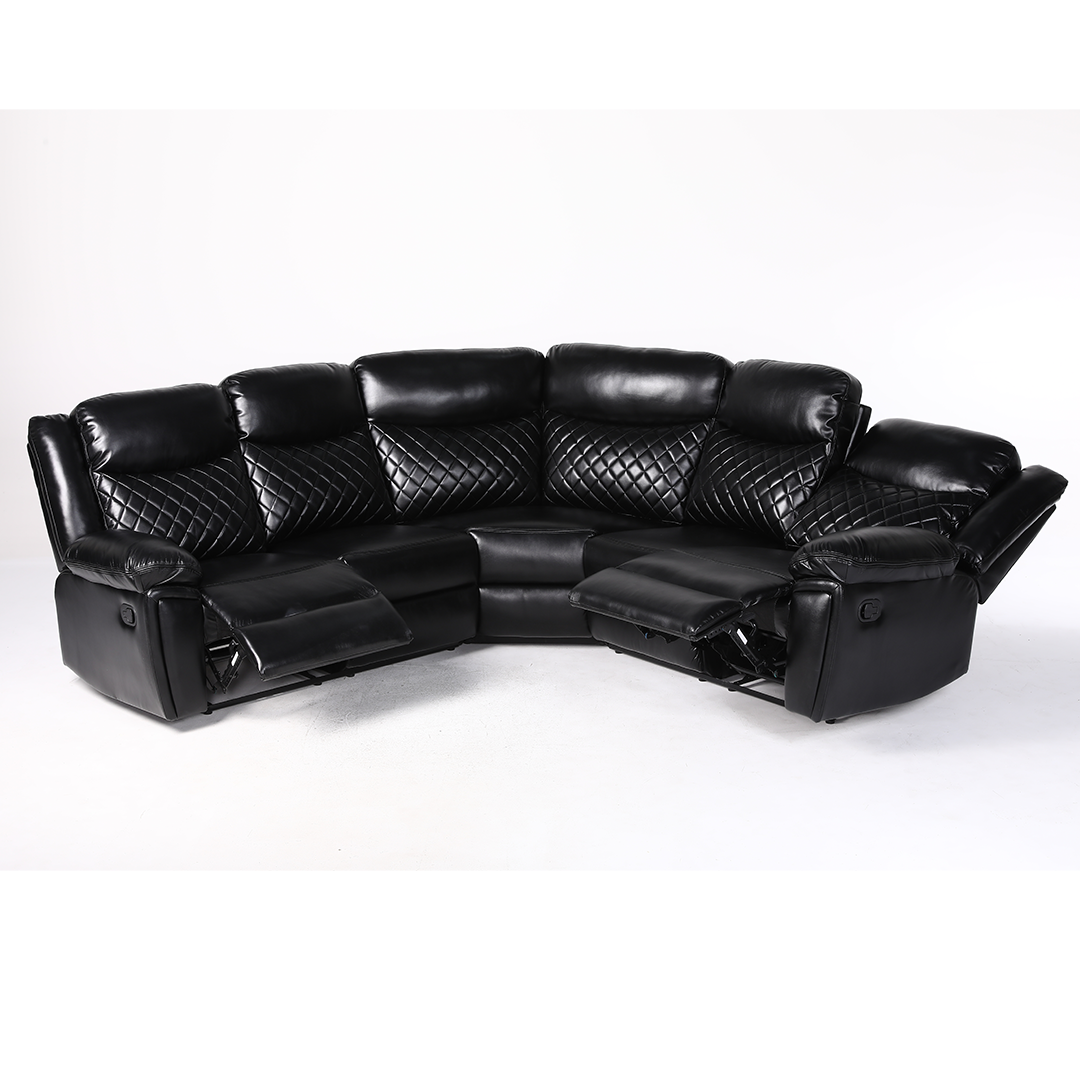 Faux Leather Corner Sofa Manual Recliner - Myra