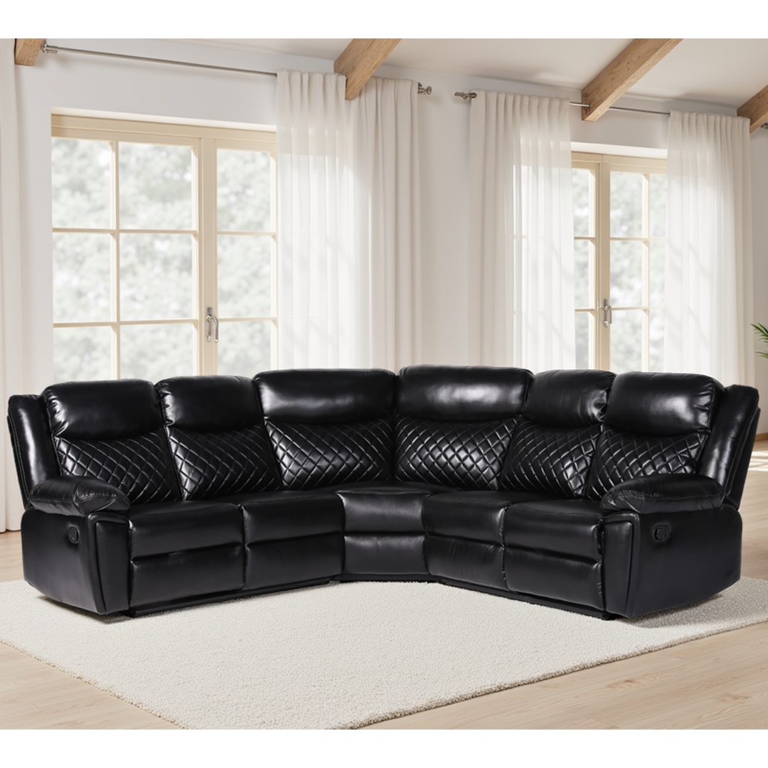 Faux Leather Corner Sofa Manual Recliner - Myra