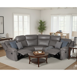 Faux Leather Corner Sofa Manual Recliner - Myra