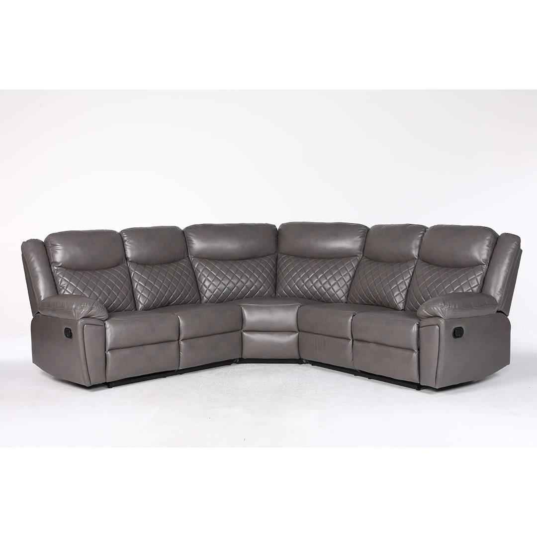 Faux Leather Corner Sofa Manual Recliner - Myra