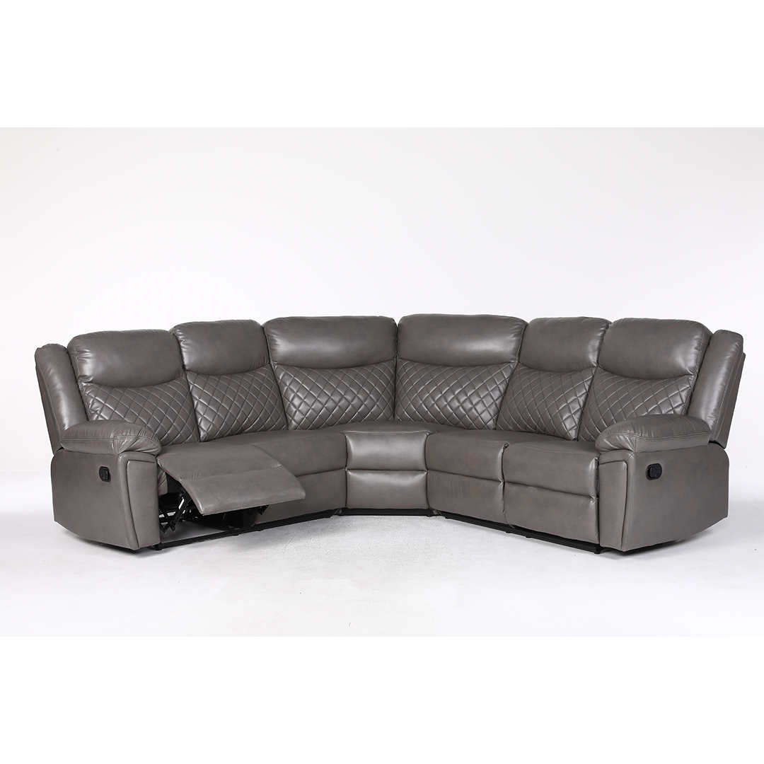 Faux Leather Corner Sofa Manual Recliner - Myra