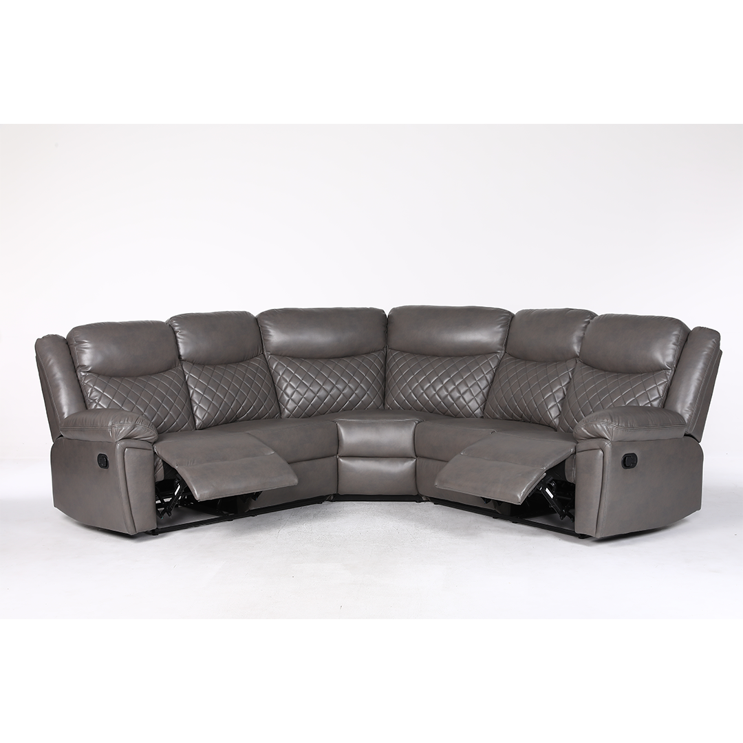 Faux Leather Corner Sofa Manual Recliner - Myra