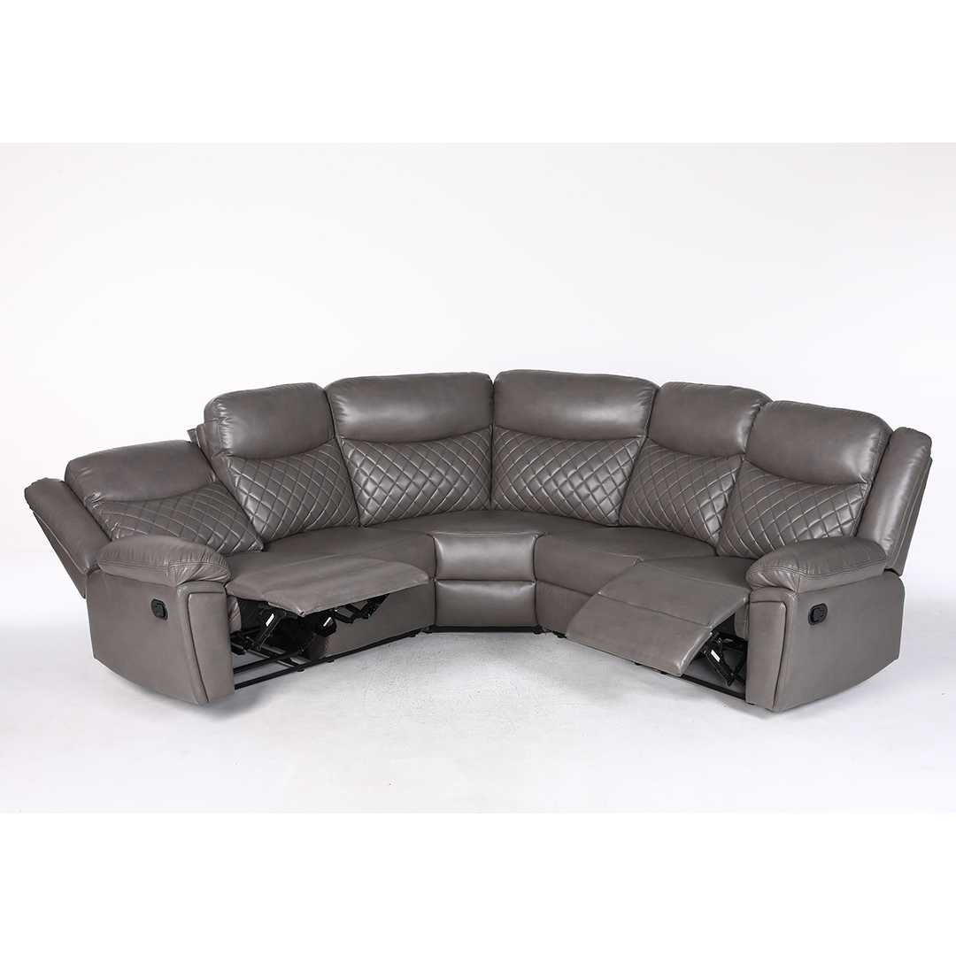 Faux Leather Corner Sofa Manual Recliner - Myra