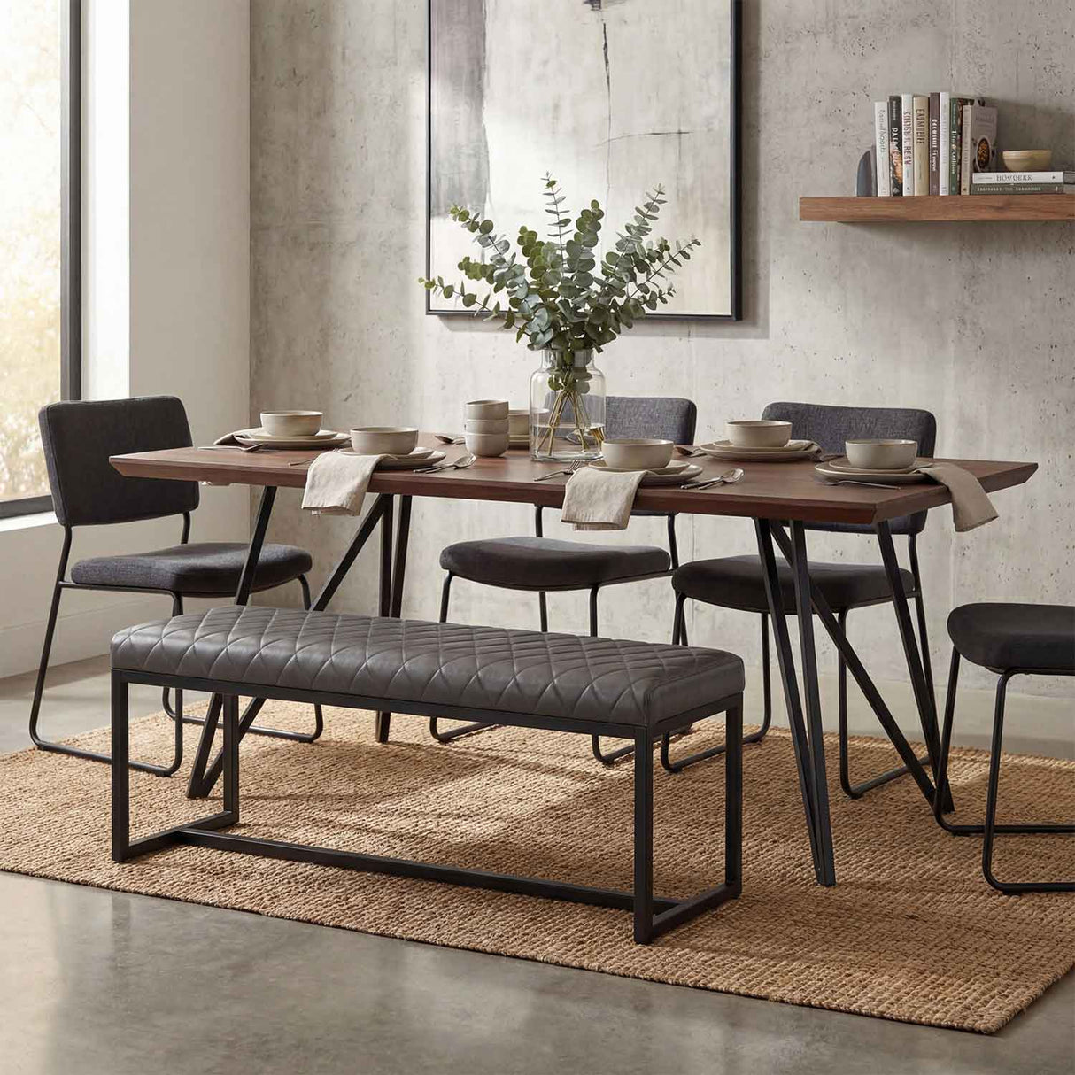 Faux Leather Dining Bench 120cm Wide - Warwick