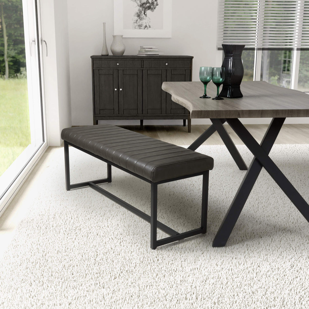 Faux Leather Dining Bench - Archer