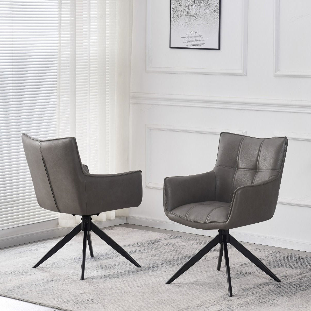 Faux Leather Dining Chair With Armrests - Franca
