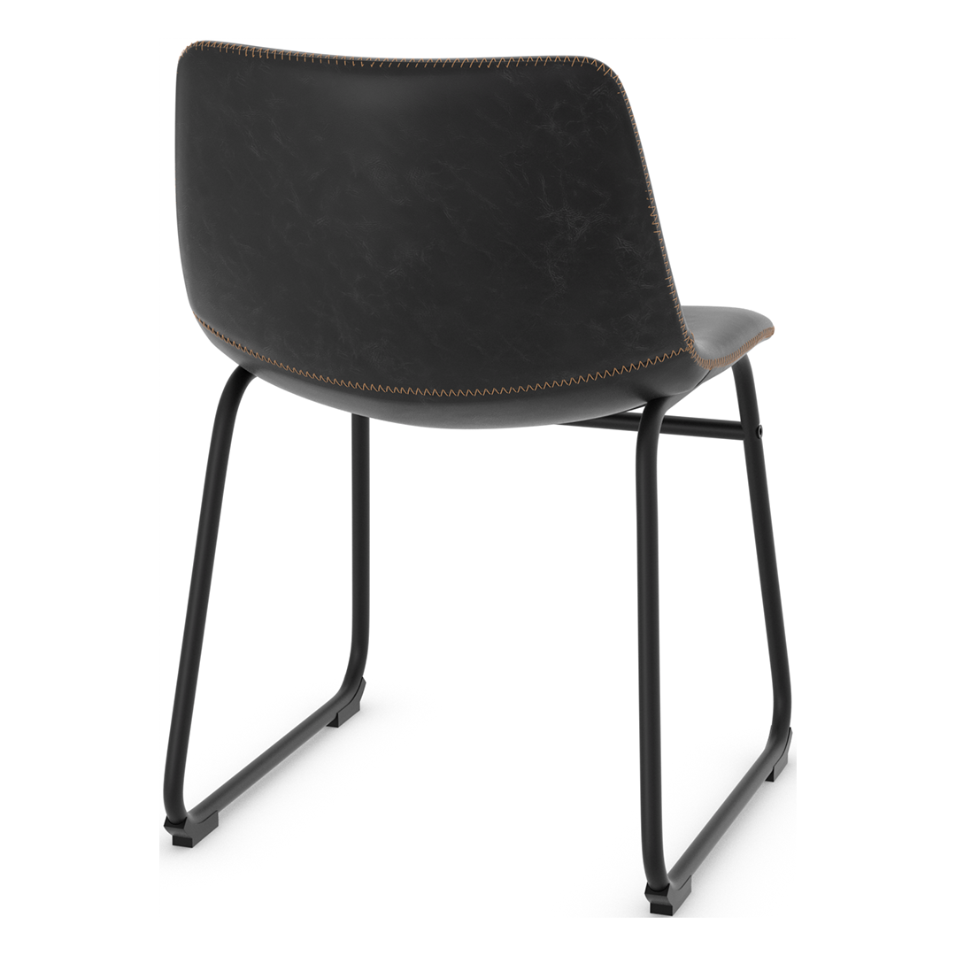 Faux Leather Dining Chair With Black Powder-Coated Metal Frame - Cranford