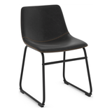Faux Leather Dining Chair With Black Powder-Coated Metal Frame - Cranford