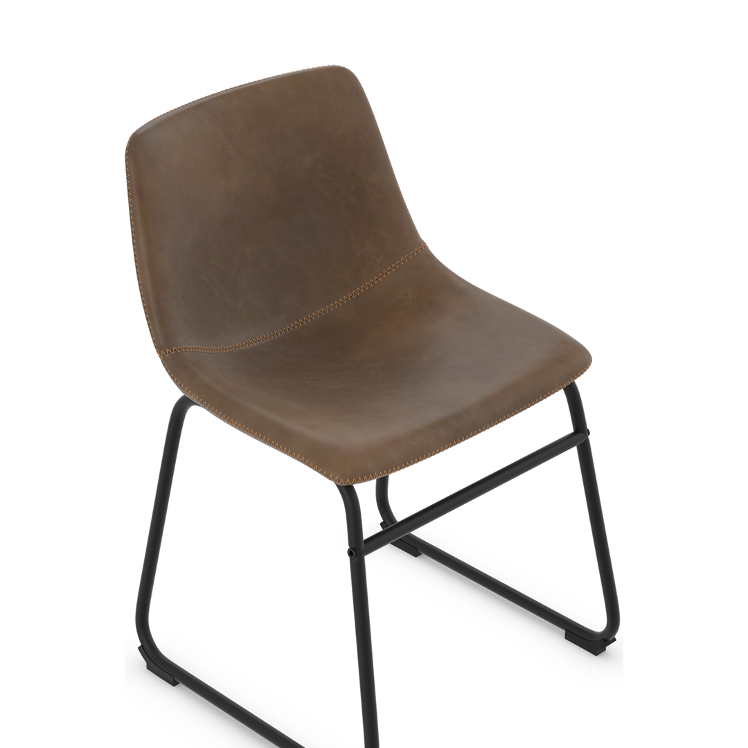 Faux Leather Dining Chair With Black Powder-Coated Metal Frame - Cranford