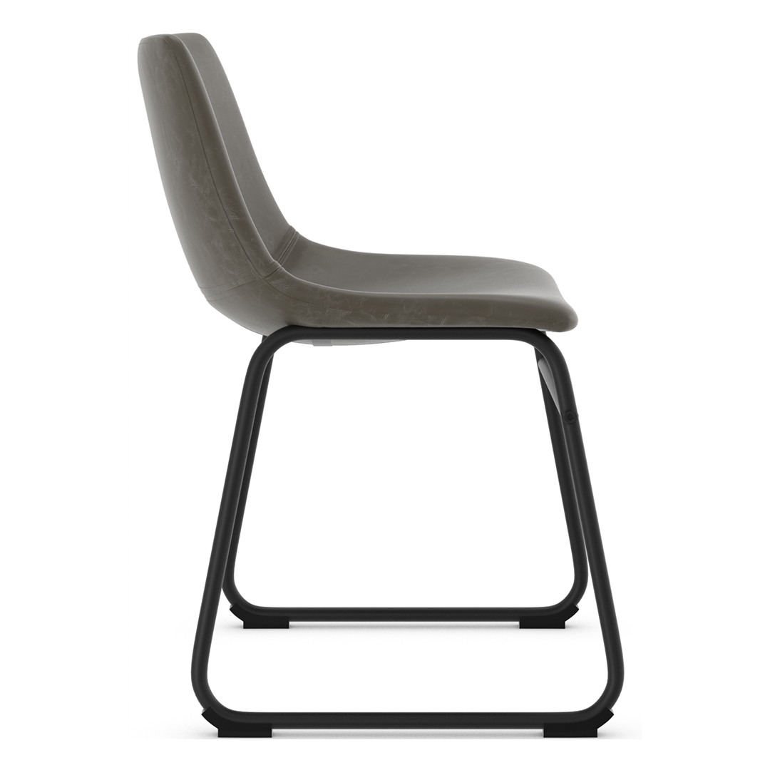 Faux Leather Dining Chair With Black Powder-Coated Metal Frame - Cranford