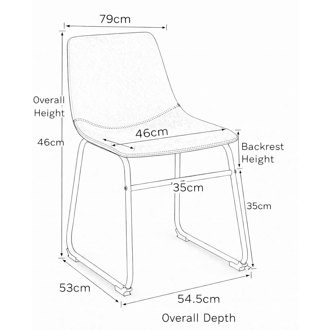 Faux Leather Dining Chair With Black Powder-Coated Metal Frame - Cranford