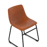 Faux Leather Dining Chair With Black Powder-Coated Metal Frame - Cranford