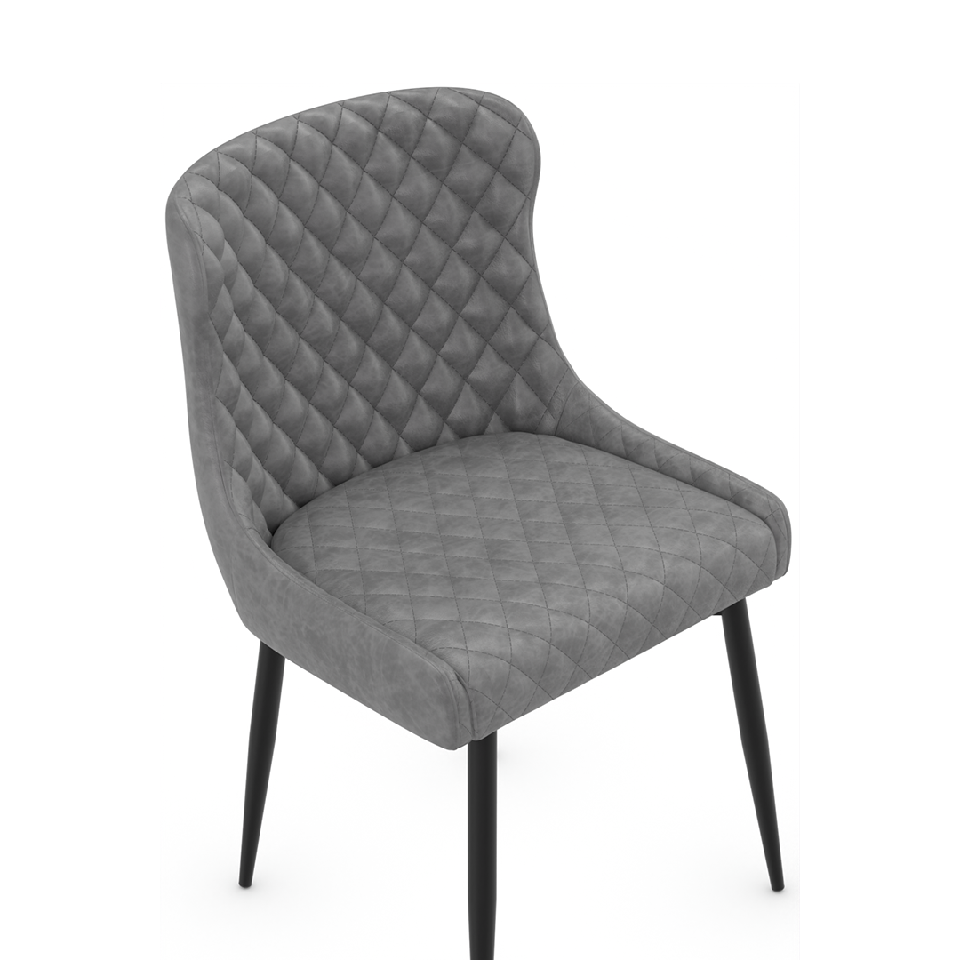 Faux Leather Dining Chair With Black Powder-Coated Metal Legs - Ryland