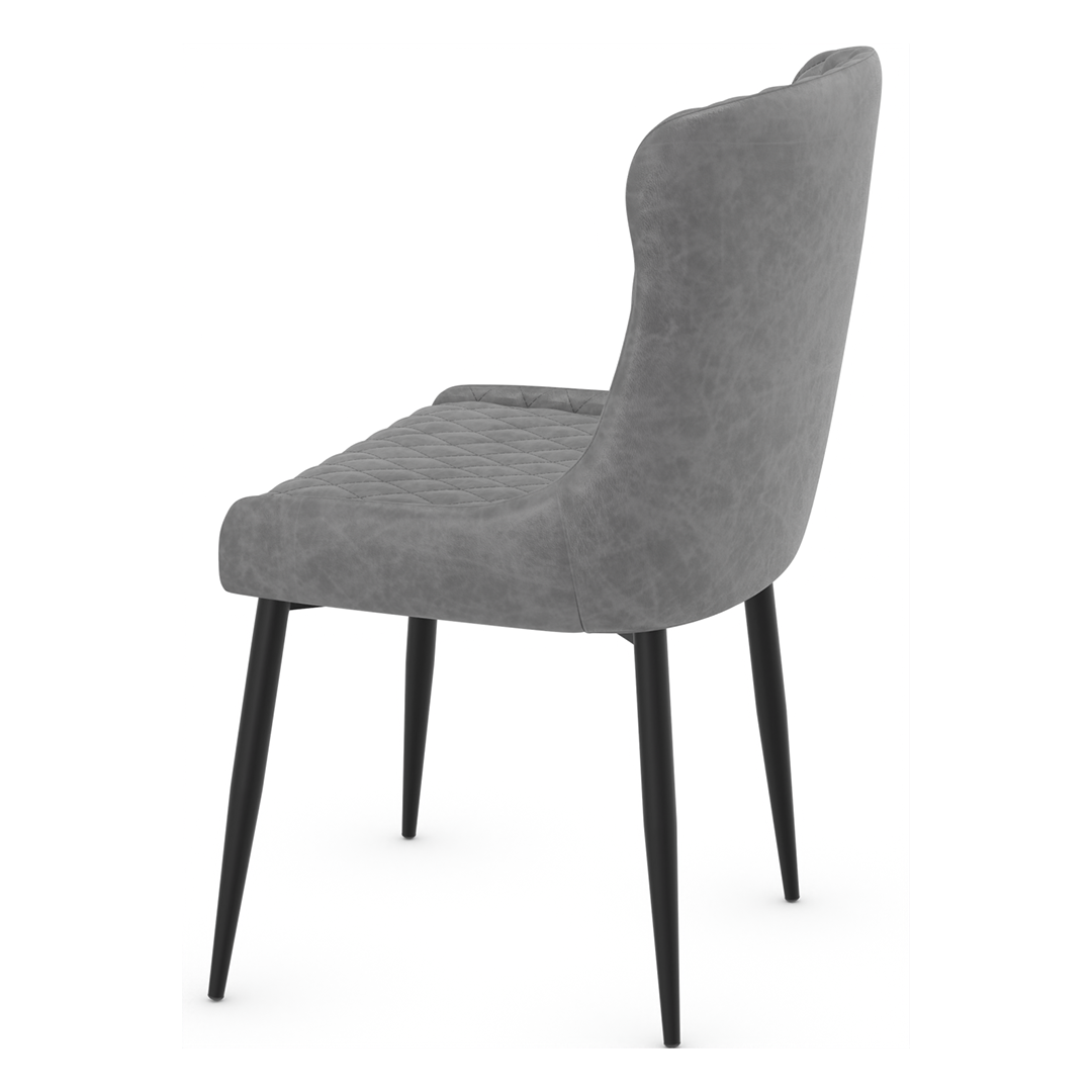Faux Leather Dining Chair With Black Powder-Coated Metal Legs - Ryland