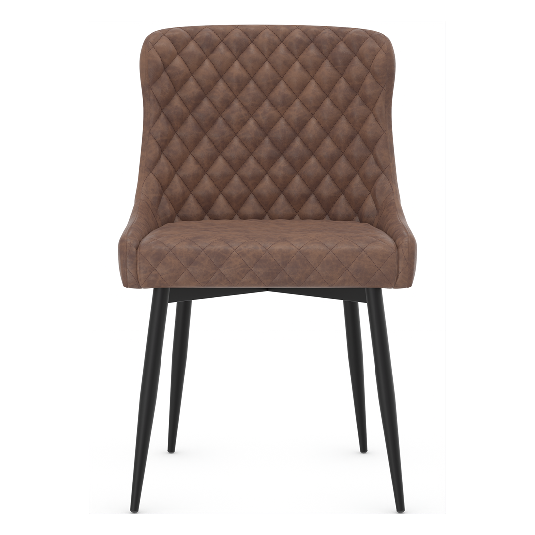 Faux Leather Dining Chair With Black Powder-Coated Metal Legs - Ryland