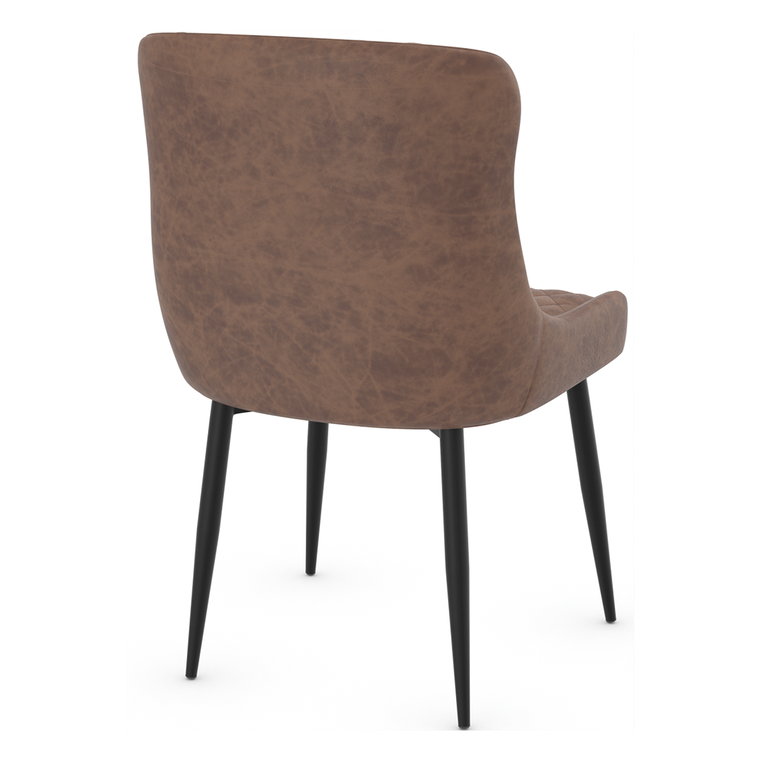 Faux Leather Dining Chair With Black Powder-Coated Metal Legs - Ryland
