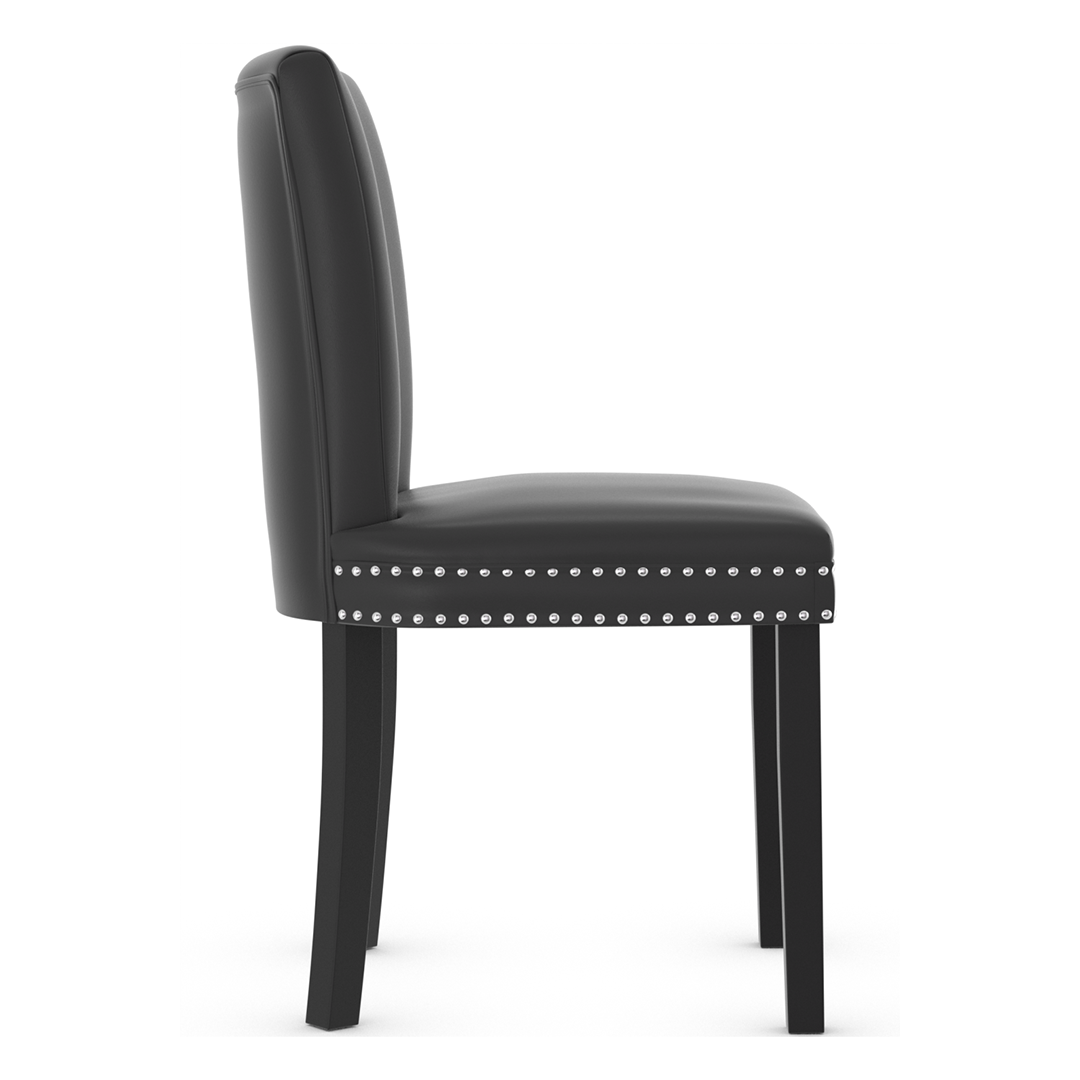 Faux Leather Dining Chair With Black Wooden Legs - Stanhope