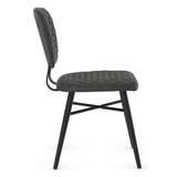 Faux Leather Dining Chair With Powder Black Legs - Huntley