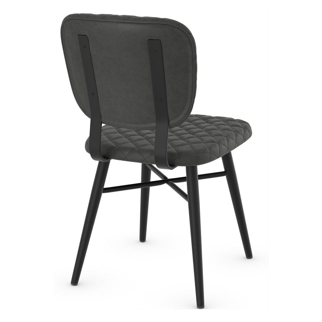 Faux Leather Dining Chair With Powder Black Legs - Huntley