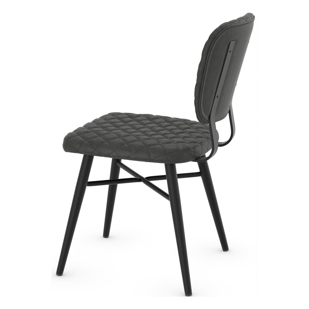 Faux Leather Dining Chair With Powder Black Legs - Huntley