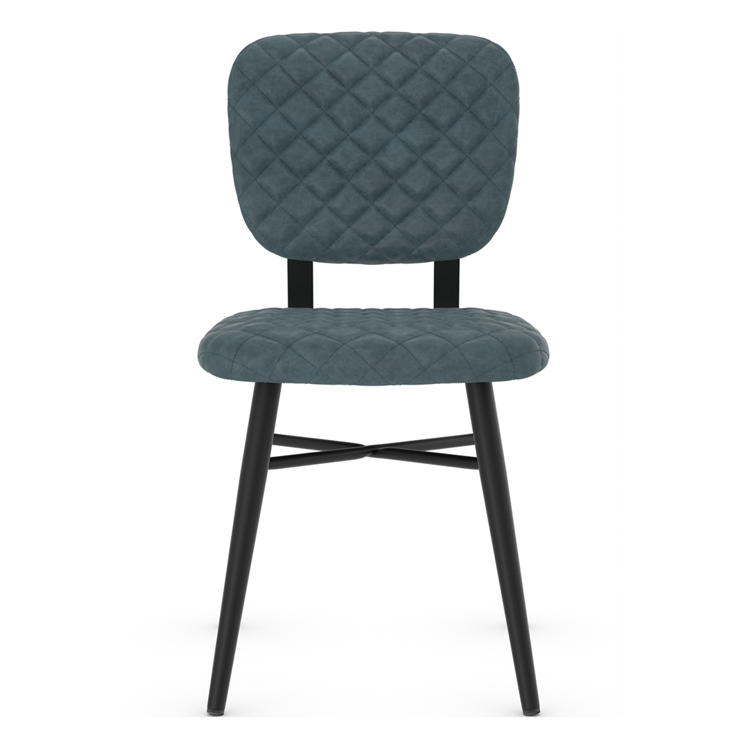 Faux Leather Dining Chair With Powder Black Legs - Huntley