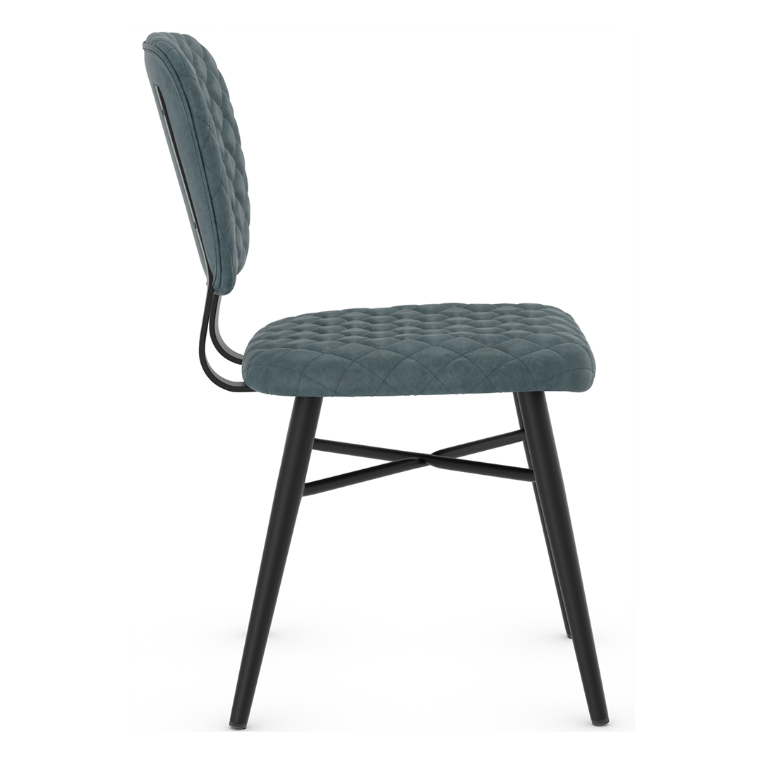 Faux Leather Dining Chair With Powder Black Legs - Huntley