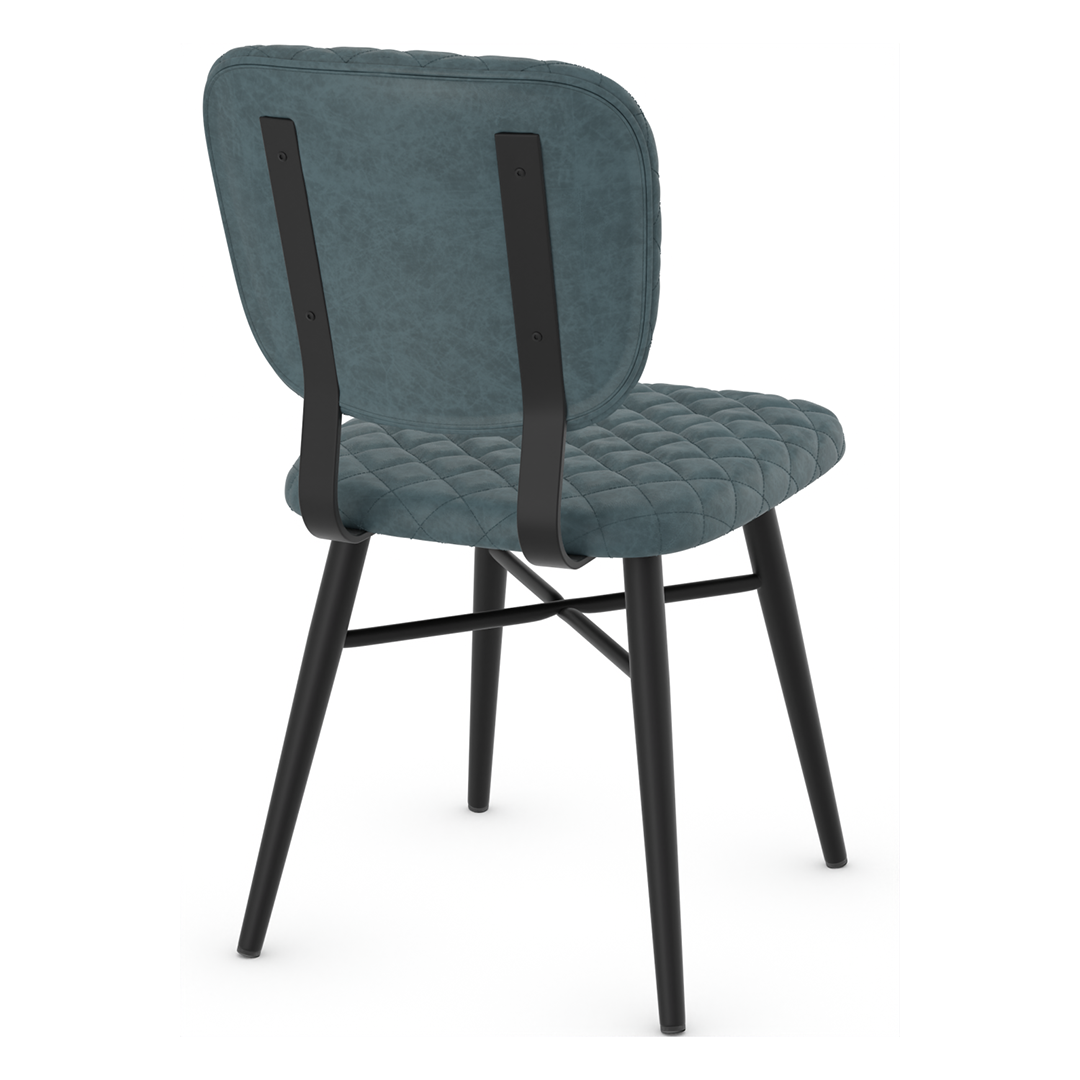 Faux Leather Dining Chair With Powder Black Legs - Huntley
